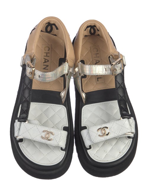 Chanel Interlocking CC Logo Leather Sandals