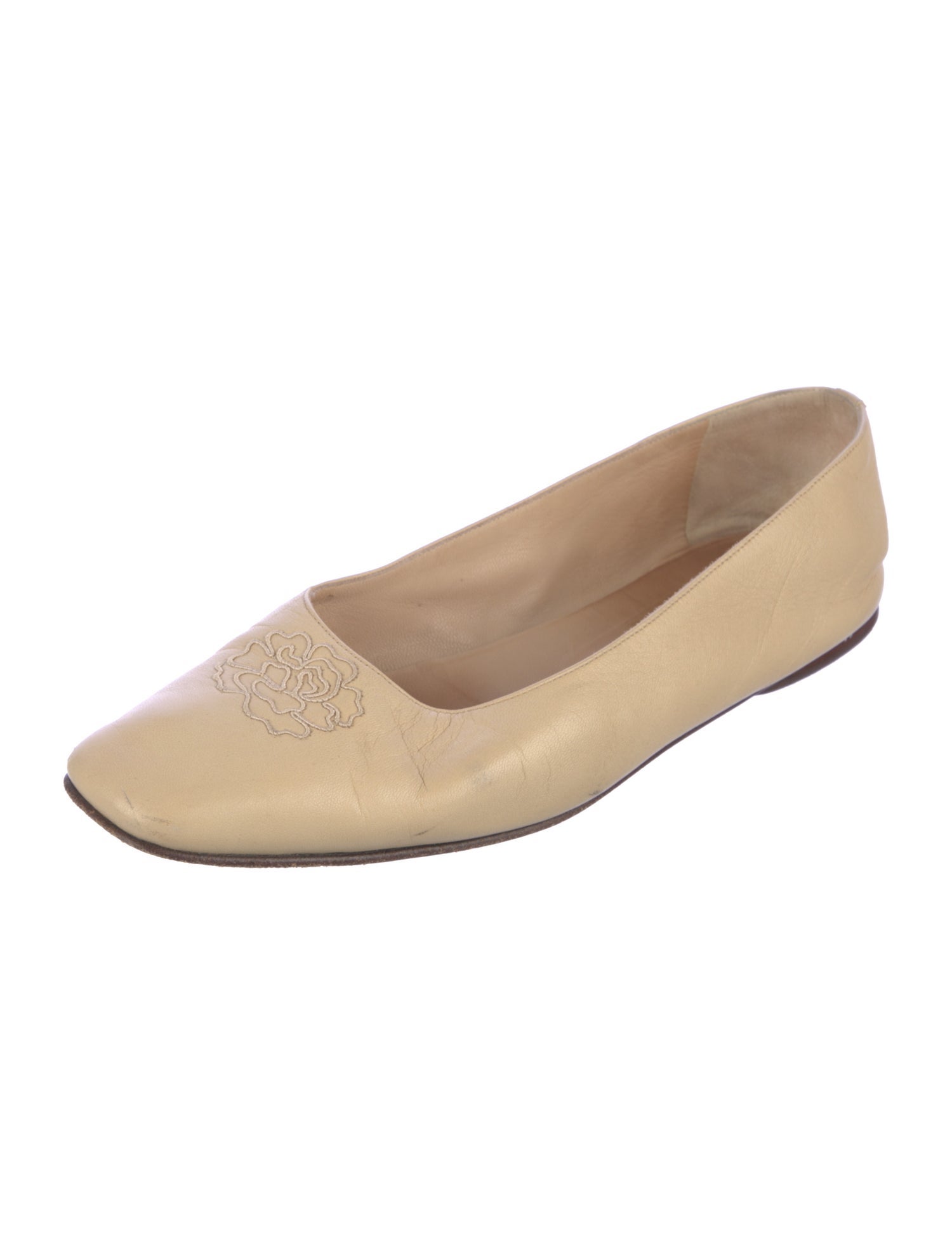 Chanel Camellia Accent Lambskin Ballet Flats