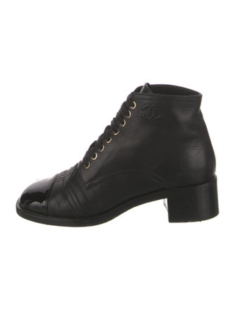 Chanel Interlocking CC Logo Leather Combat Boots