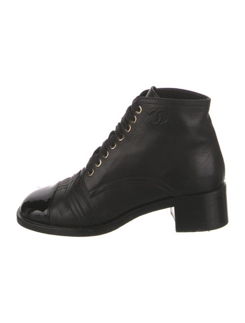Chanel Interlocking CC Logo Leather Combat Boots
