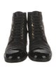 Chanel Interlocking CC Logo Leather Combat Boots