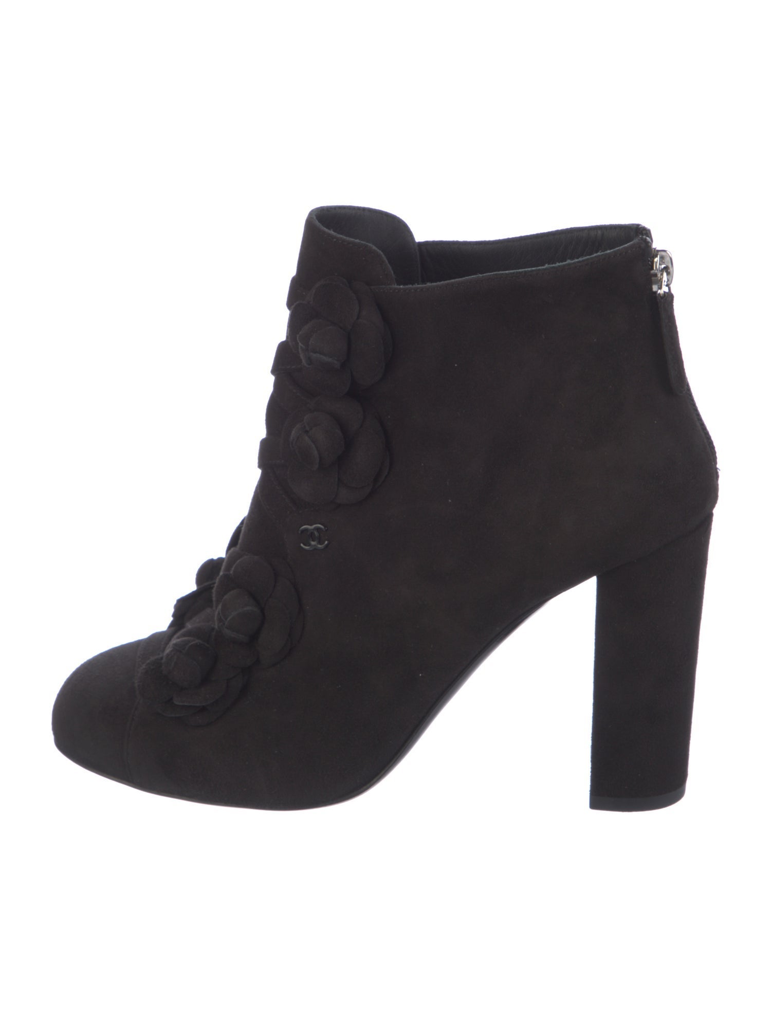 Chanel Interlocking CC Logo Suede Lace-Up Boots