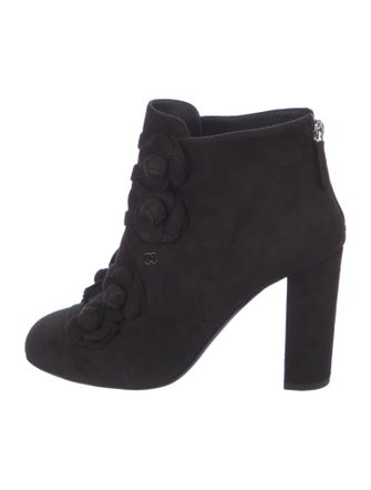 Chanel Interlocking CC Logo Suede Lace-Up Boots