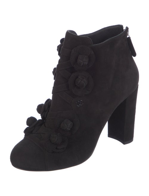 Chanel Interlocking CC Logo Suede Lace-Up Boots