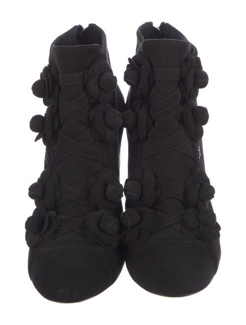 Chanel Interlocking CC Logo Suede Lace-Up Boots