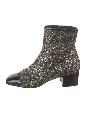 Chanel Interlocking CC Logo Glitter Boots