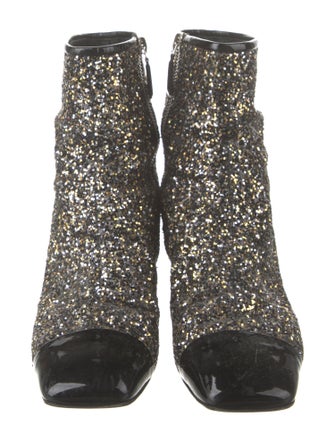 Chanel Interlocking CC Logo Glitter Boots