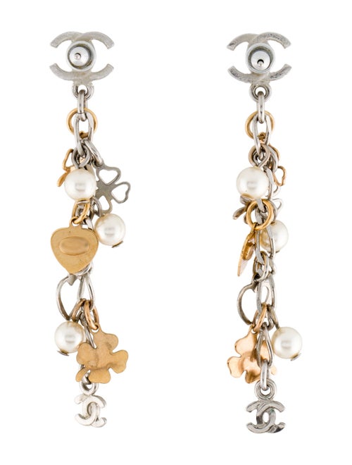 Chanel Faux Pearl Drop Earrings
