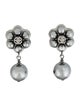 Chanel Faux Pearl CC Flower Drop Earrings