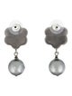 Chanel Faux Pearl CC Flower Drop Earrings