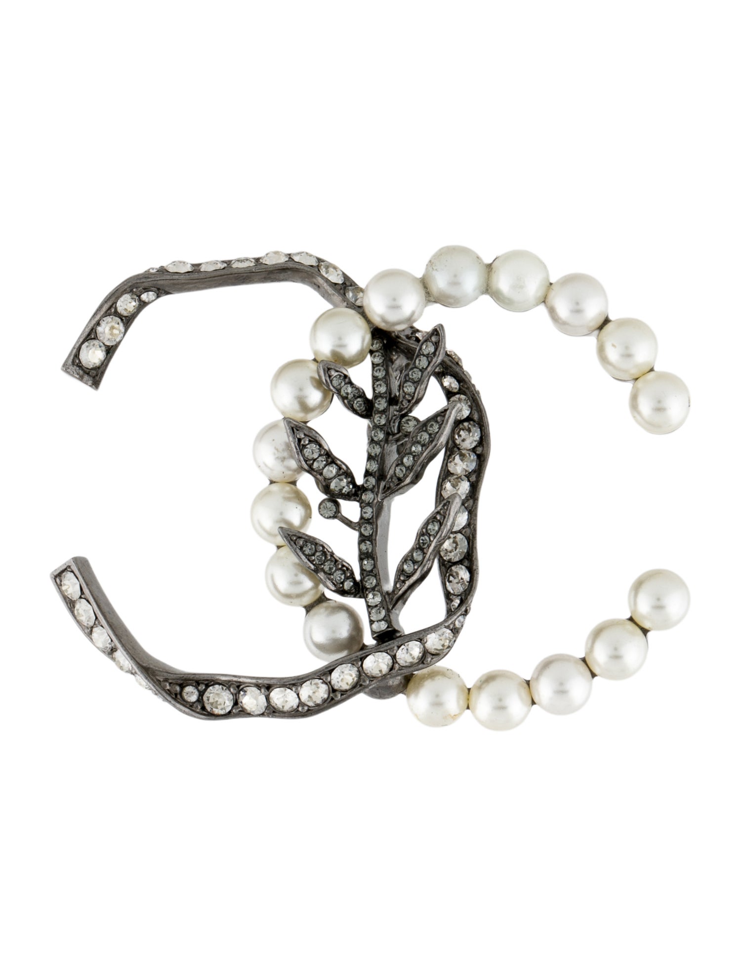 Chanel Faux Pearl & Strass CC Enchanted Forest Single Clip-On Earring