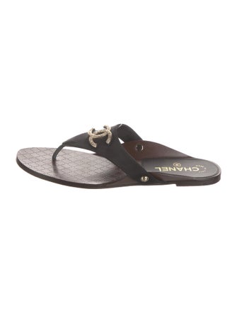 Chanel Interlocking CC Logo Canvas Flip Flops