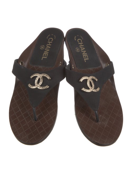 Chanel Interlocking CC Logo Canvas Flip Flops