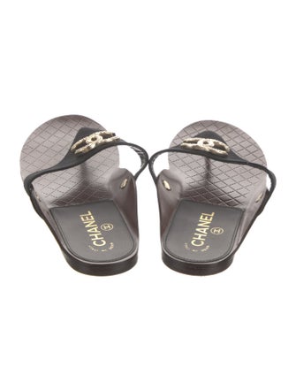 Chanel Interlocking CC Logo Canvas Flip Flops