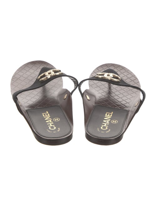 Chanel Interlocking CC Logo Canvas Flip Flops