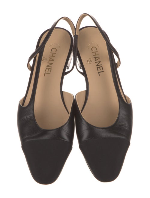 Chanel Leather Grosgrain Trim Slingback Pumps