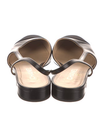 Chanel Leather Grosgrain Trim Slingback Pumps