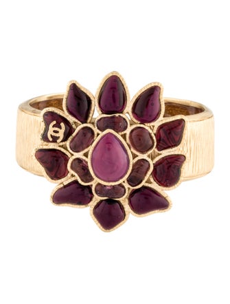 Chanel Gripoix Floral CC Cuff Bracelet