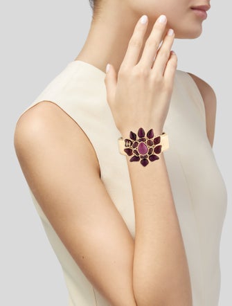 Chanel Gripoix Floral CC Cuff Bracelet