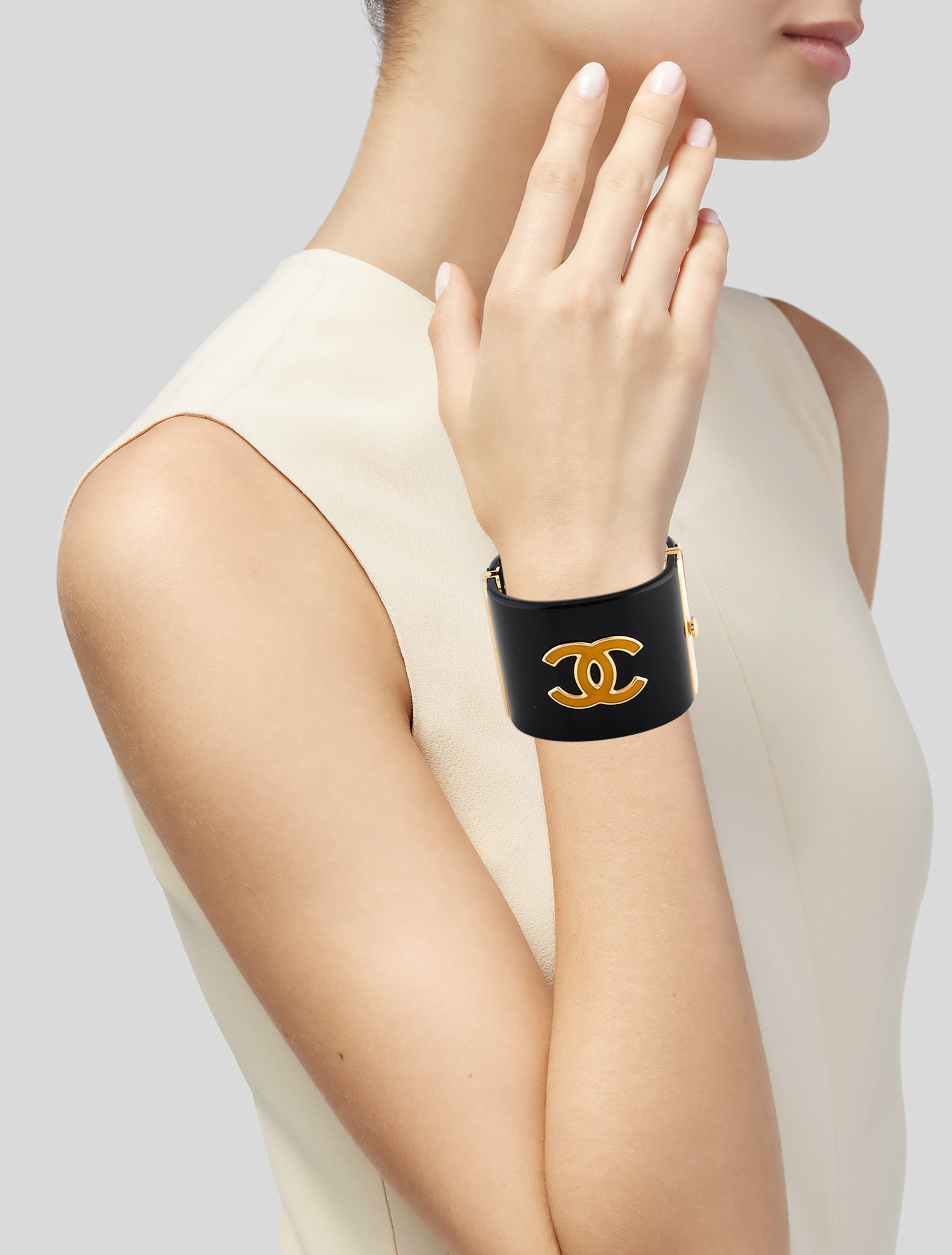 Chanel Enamel & Resin CC Cuff Bracelet
