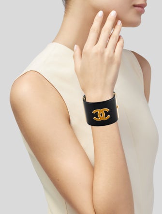 Chanel Enamel & Resin CC Cuff Bracelet