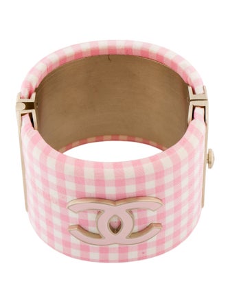 Chanel Gingham CC Hinged Cuff