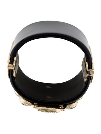 Chanel Strass & Resin CC Hinged Cuff Bracelet