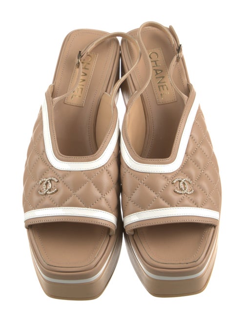 Chanel Interlocking CC Logo Leather Slingback Sandals