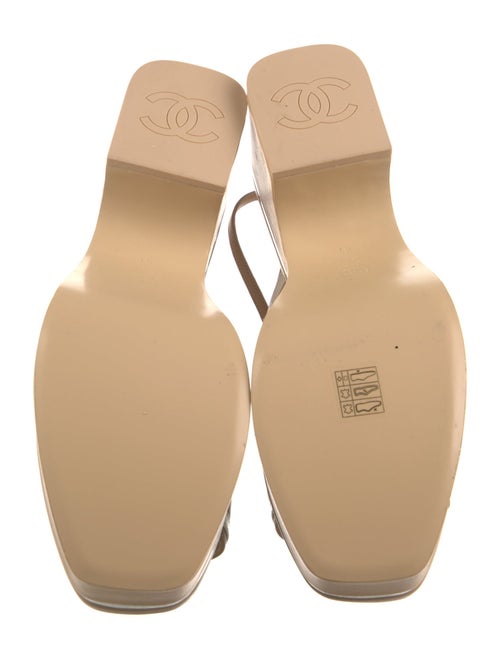 Chanel Interlocking CC Logo Leather Slingback Sandals