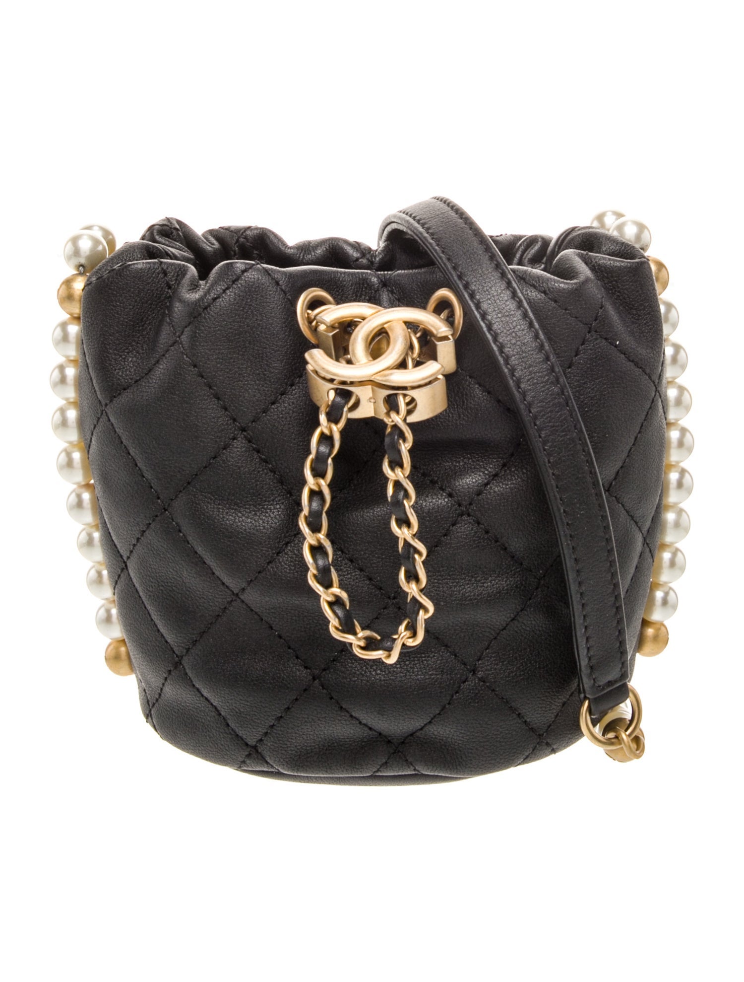 Chanel Mini About Pearls Drawstring Bucket Bag