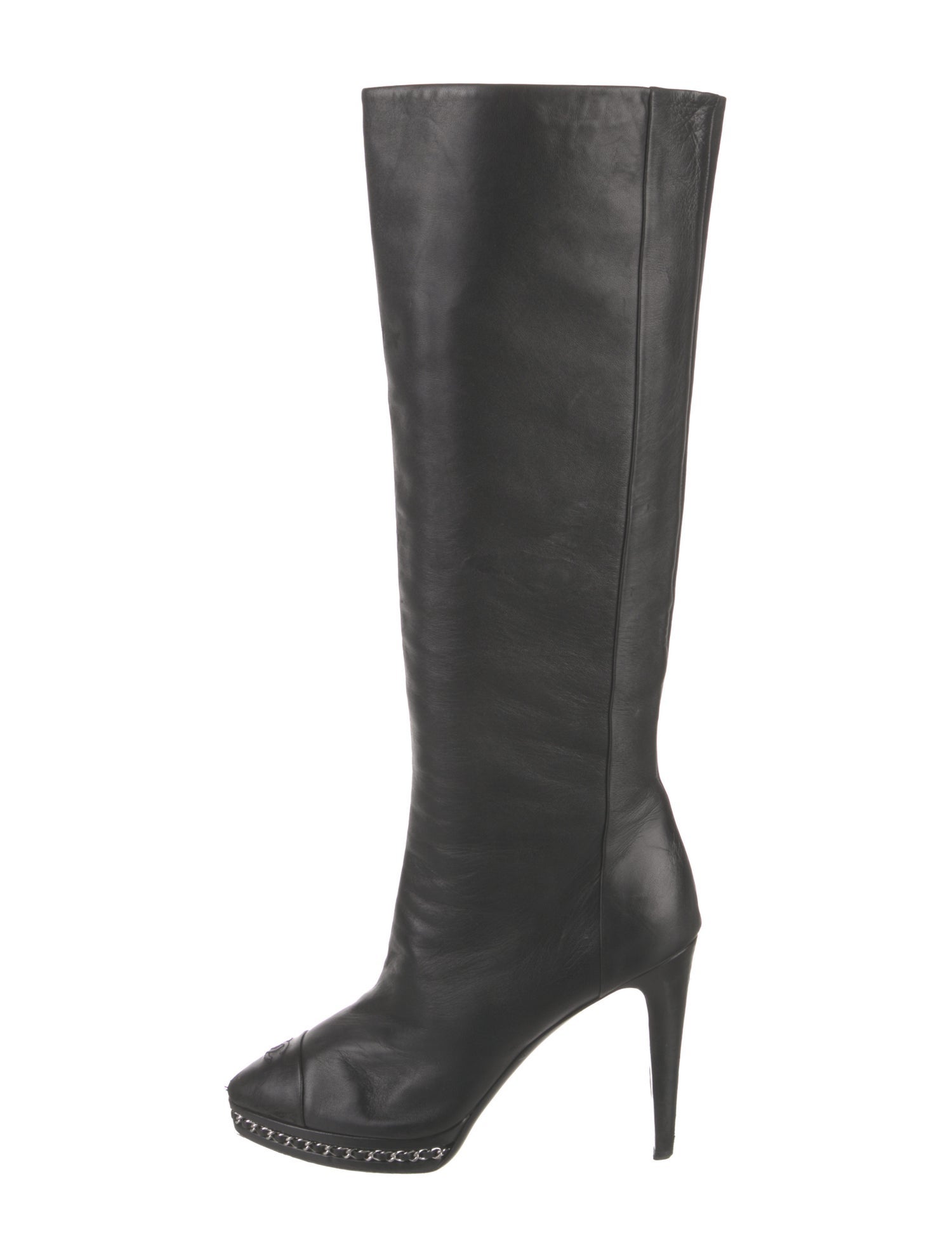 Chanel Interlocking CC Logo Leather Boots