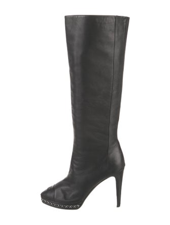 Chanel Interlocking CC Logo Leather Boots