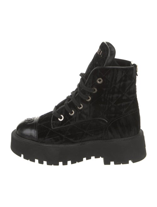 Chanel Interlocking CC Logo Suede Combat Boots