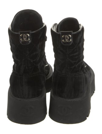 Chanel Interlocking CC Logo Suede Combat Boots