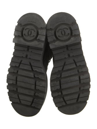 Chanel Interlocking CC Logo Suede Combat Boots