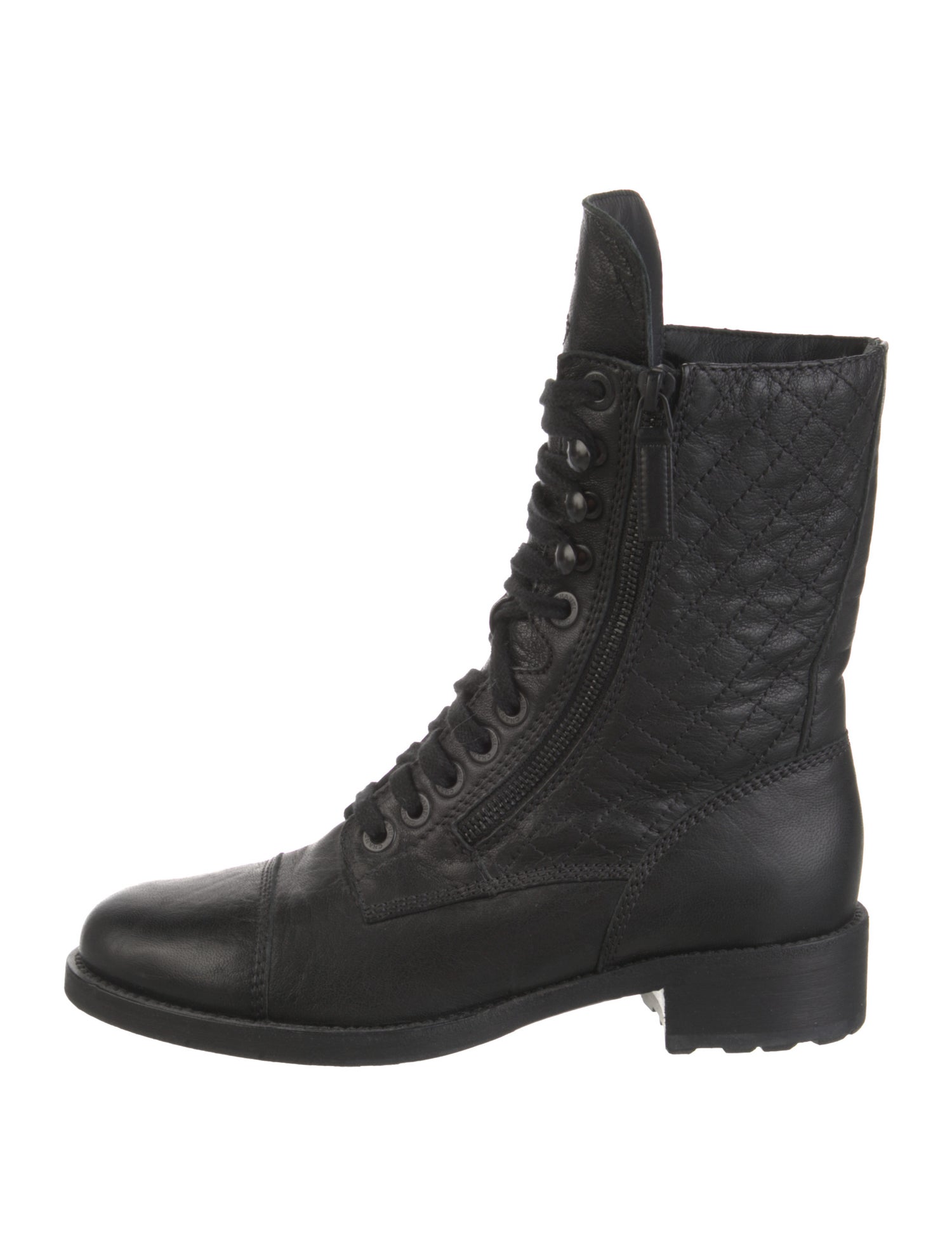 Chanel Interlocking CC Logo Leather Combat Boots