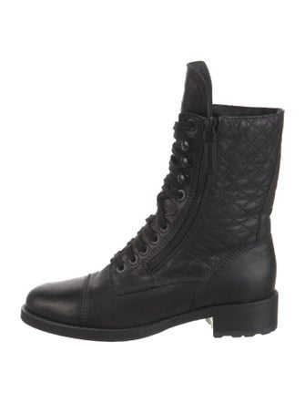 Chanel Interlocking CC Logo Leather Combat Boots