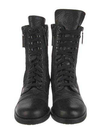 Chanel Interlocking CC Logo Leather Combat Boots