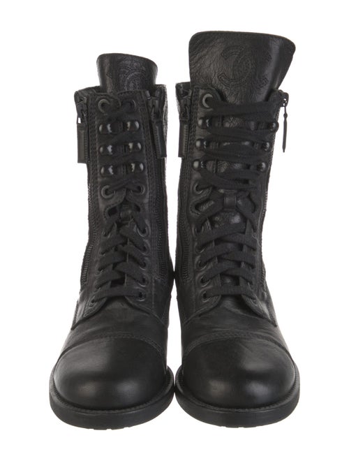 Chanel Interlocking CC Logo Leather Combat Boots
