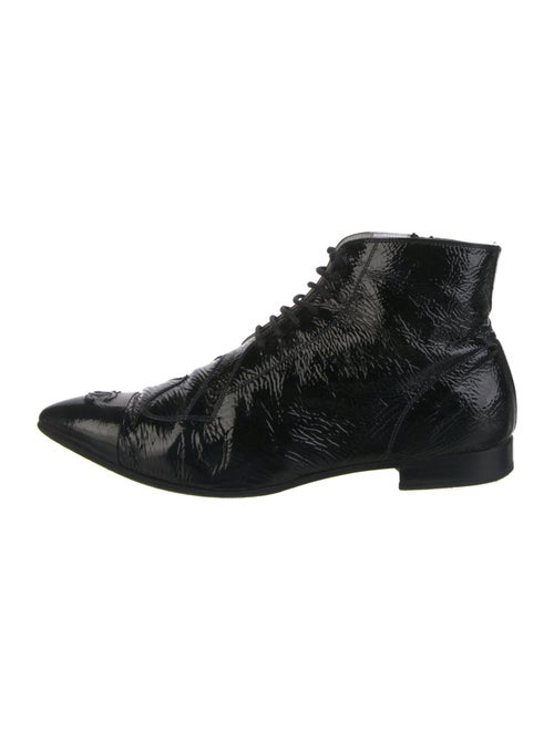 Chanel Interlocking CC Logo Patent Leather Boots