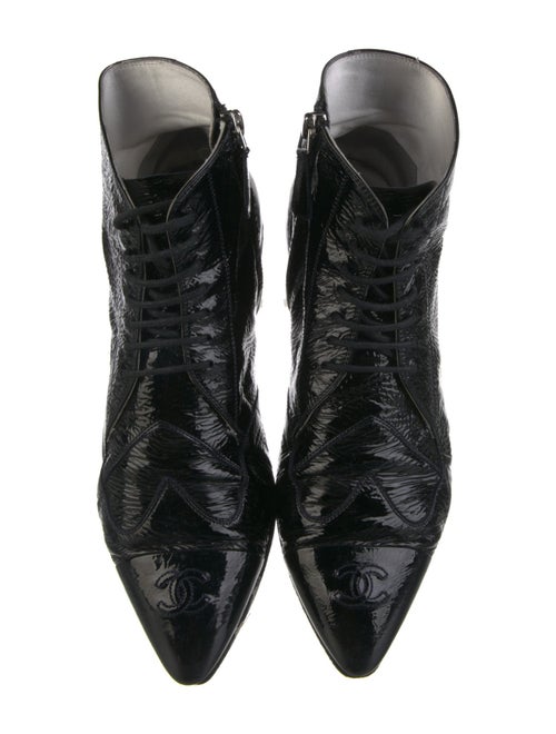 Chanel Interlocking CC Logo Patent Leather Boots