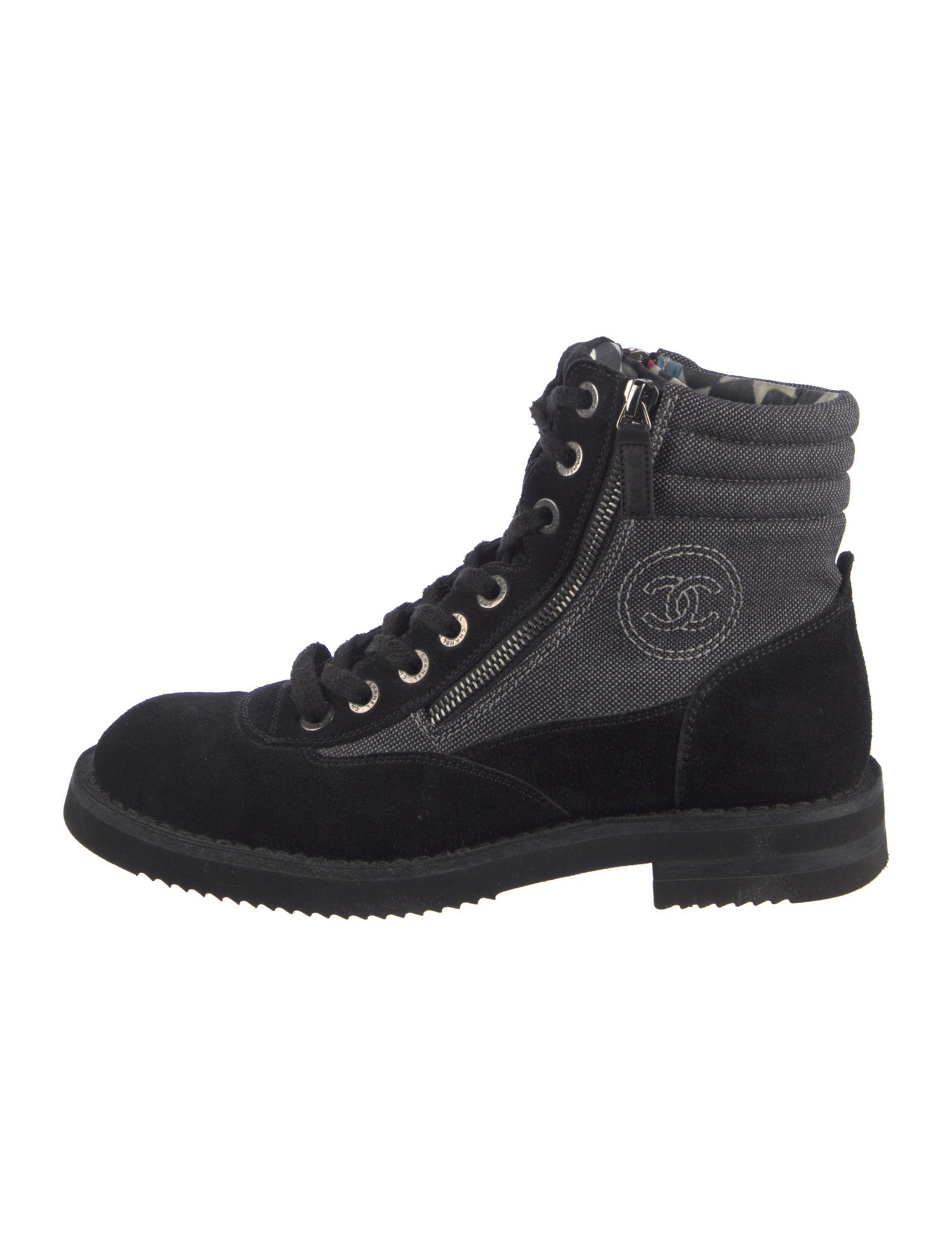 Chanel 2015 Interlocking CC Logo Combat Boots