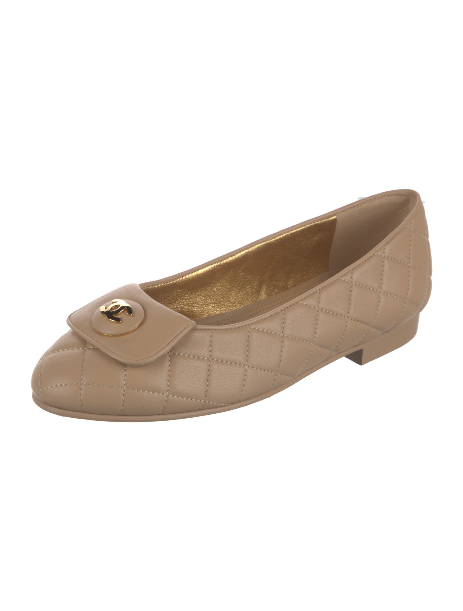 Chanel Interlocking CC Logo Leather Ballet Flats