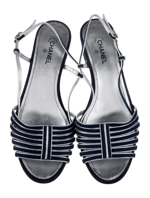 Chanel Interlocking CC Logo Suede Slingback Sandals