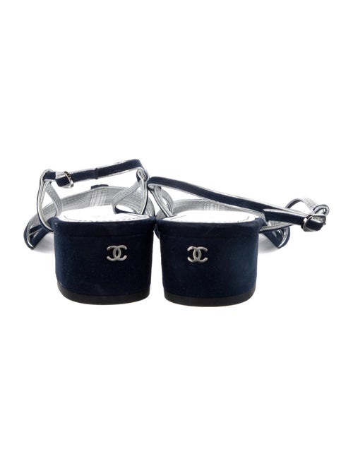 Chanel Interlocking CC Logo Suede Slingback Sandals