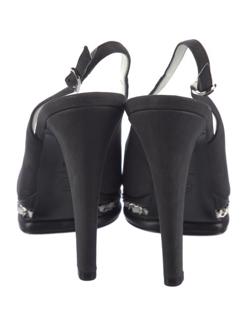 Chanel Chain-Link Accent Nubuck Slingback Pumps