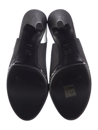 Chanel Chain-Link Accent Nubuck Slingback Pumps