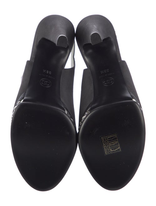 Chanel Chain-Link Accent Nubuck Slingback Pumps