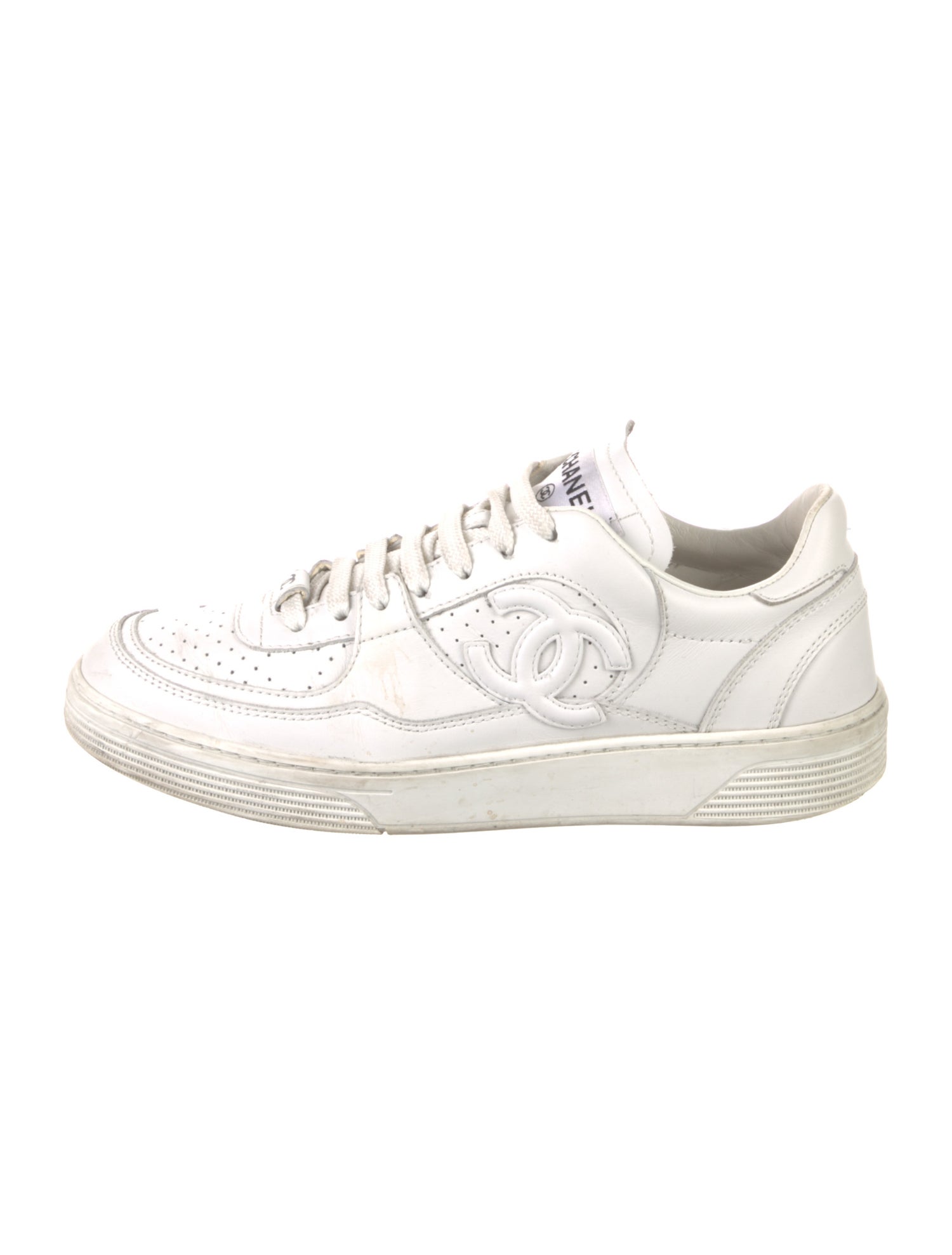 Chanel Interlocking CC Logo Leather Sneakers