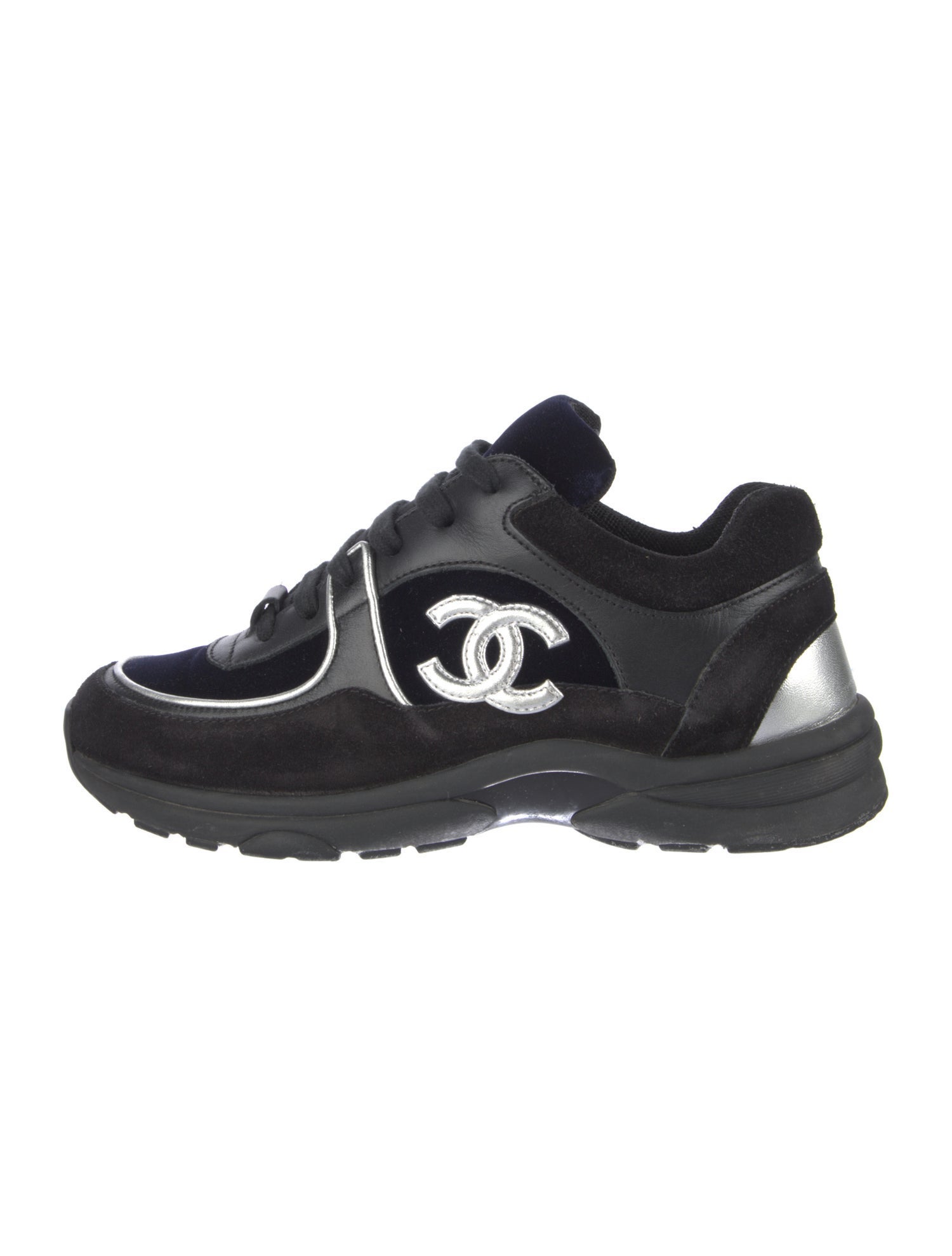 Chanel Interlocking CC Logo Velvet Sneakers